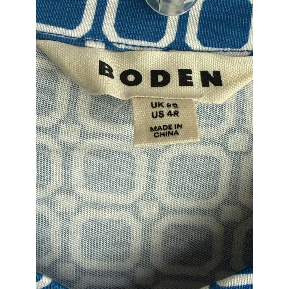 Boden Blue‎ White Julia Geometric Print Shirt Dress Long Sleeve US 4R